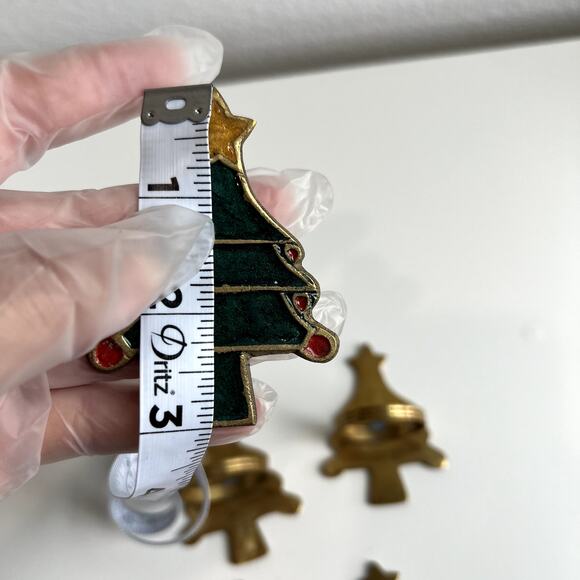 Set of 6 Brass Christmas Tree Napkin Rings Holder Table Decor - Picture 6 of 6